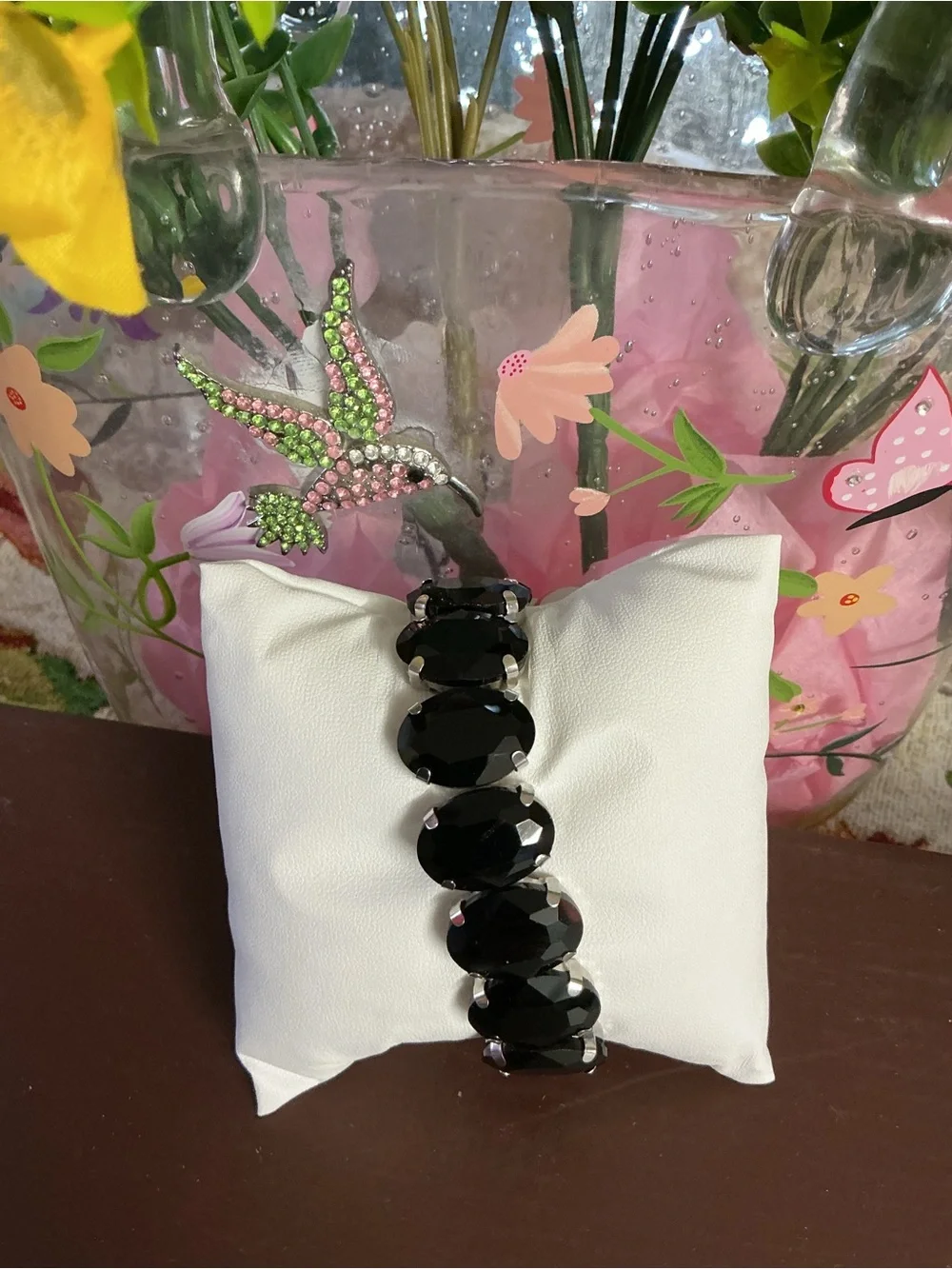 Statement Black Faceted Stretch Bracelet